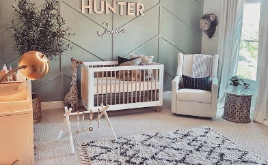 sage green and pink nursery