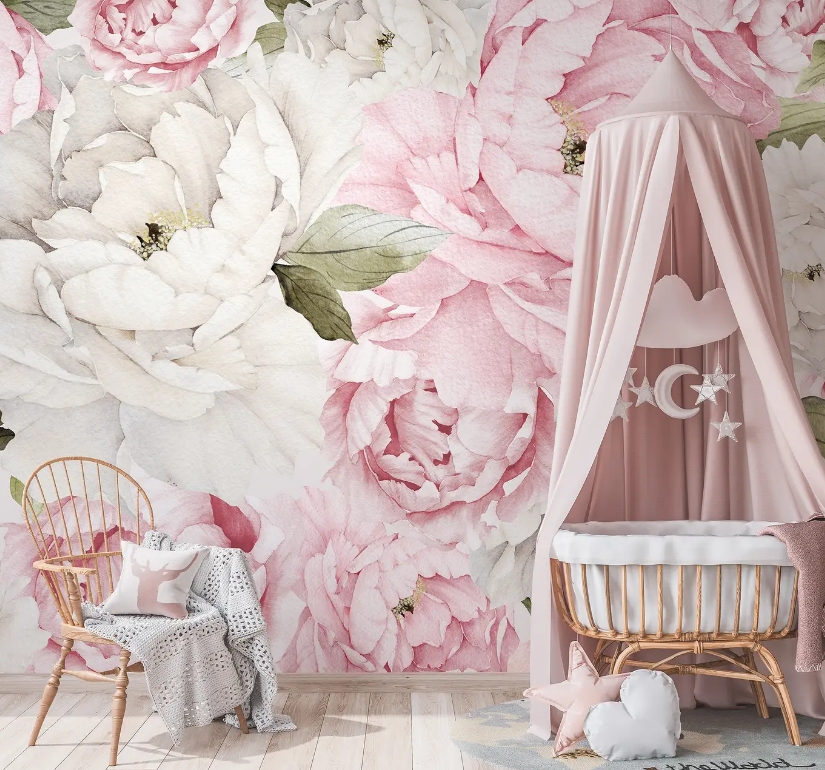 pink floral nursery
