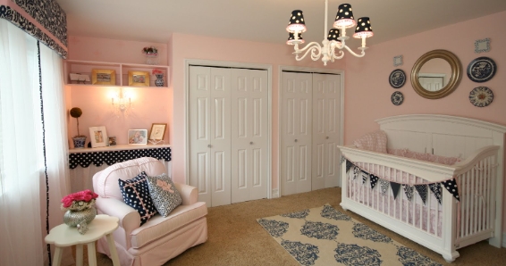 pink and navy nursery