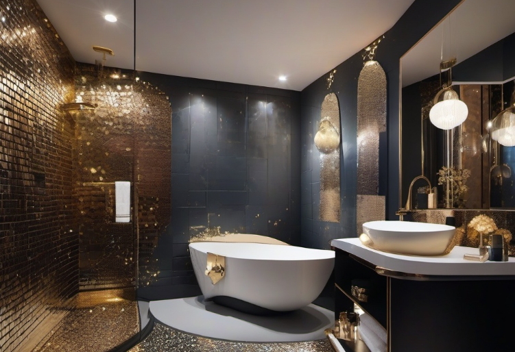 gold bathroom wall art