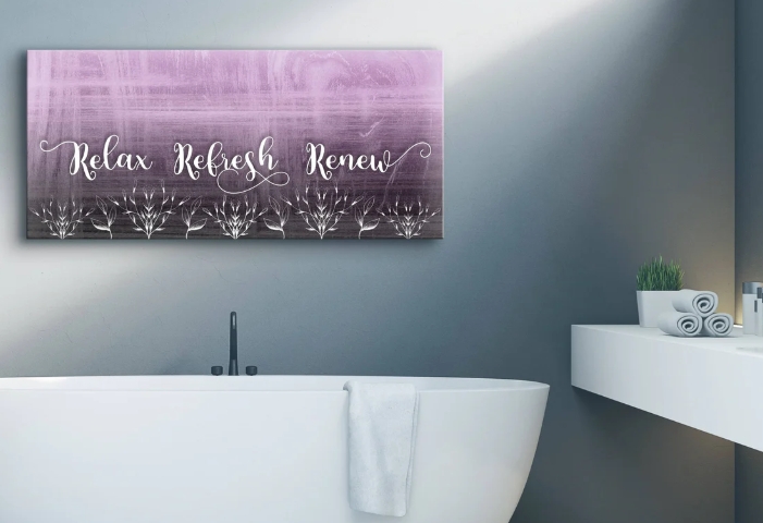 purple bathroom wall decor