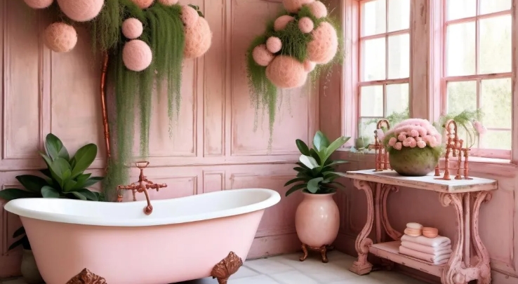 pink wall art for bathroom