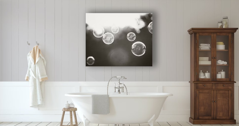 black and white canvas art for bathroom