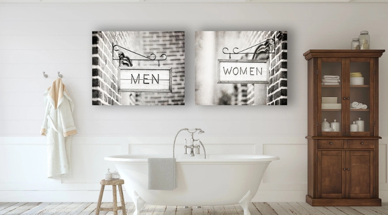 farmhouse powder room wall decor